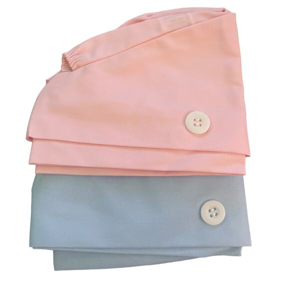 Bouffant Hat Hospital Medical Caps 2 Working Caps Pink Blue - Picture 1 of 2